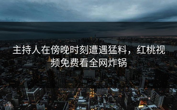 主持人在傍晚时刻遭遇猛料,红桃视频免费看全网炸锅