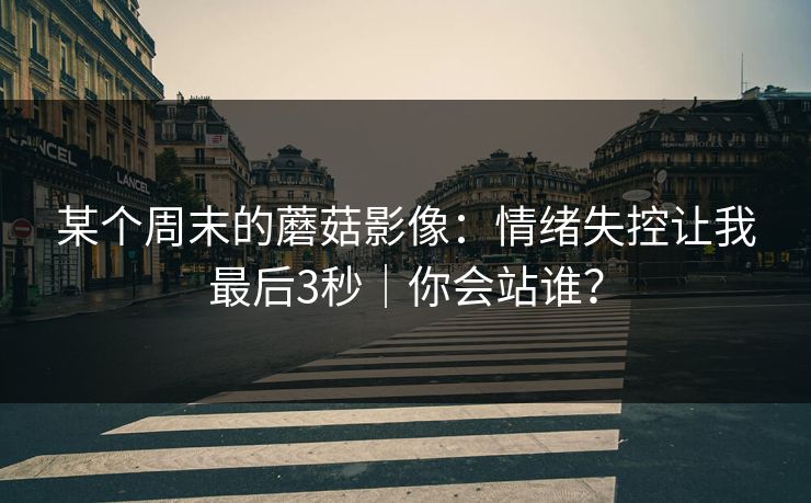 某个周末的蘑菇影像：情绪失控让我最后3秒｜你会站谁？